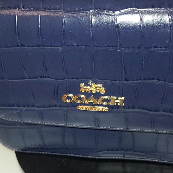 Coach Croc Embossed Brynn Crossbody Navy Style C5631 - Picture 7 of 15